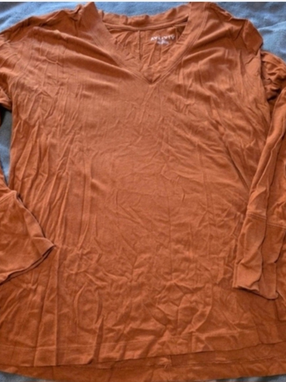 Ava & Viv Burnt Orange V-Neck Long Sleeve Top
